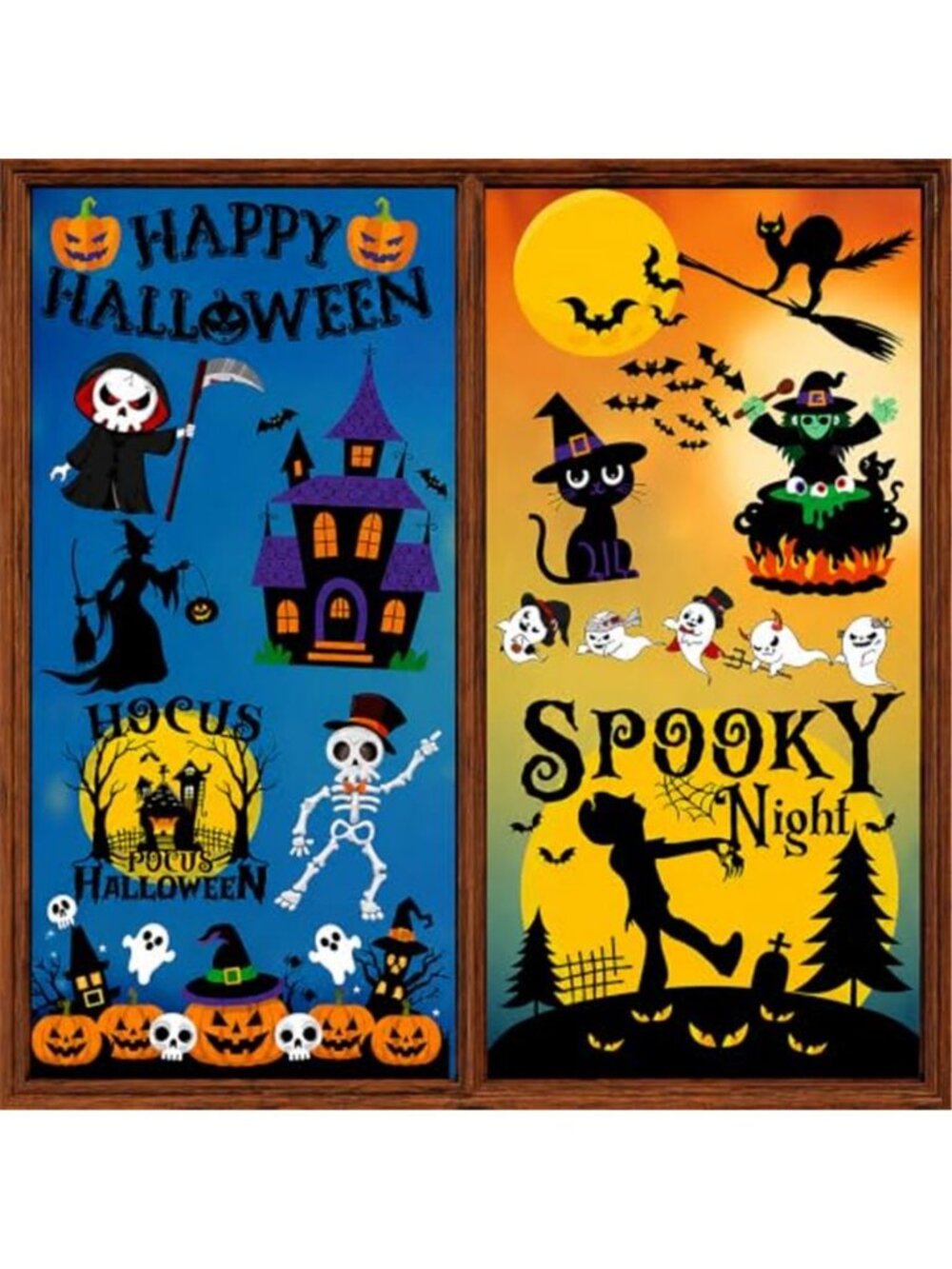 Halloween Party Decorations - Reusable Window Clings for Halloween Decorations